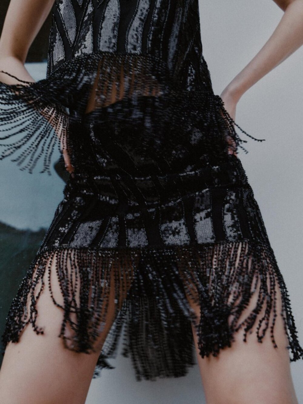 Fringed Sequin Skirt